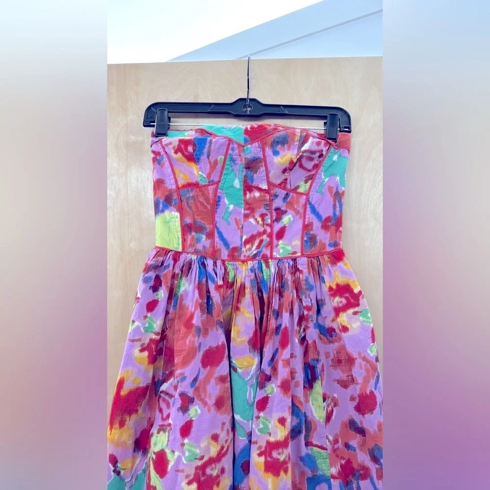 Aryn K "Hyperspace" Strapless Mini Dress | Red & Lavender Multi - Picture 4 of 11